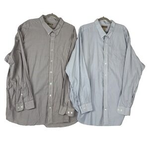 Duluth 3XLT Long Sleeve 2-Shirt Bundle Blue&White/Brown&White Check Button Down